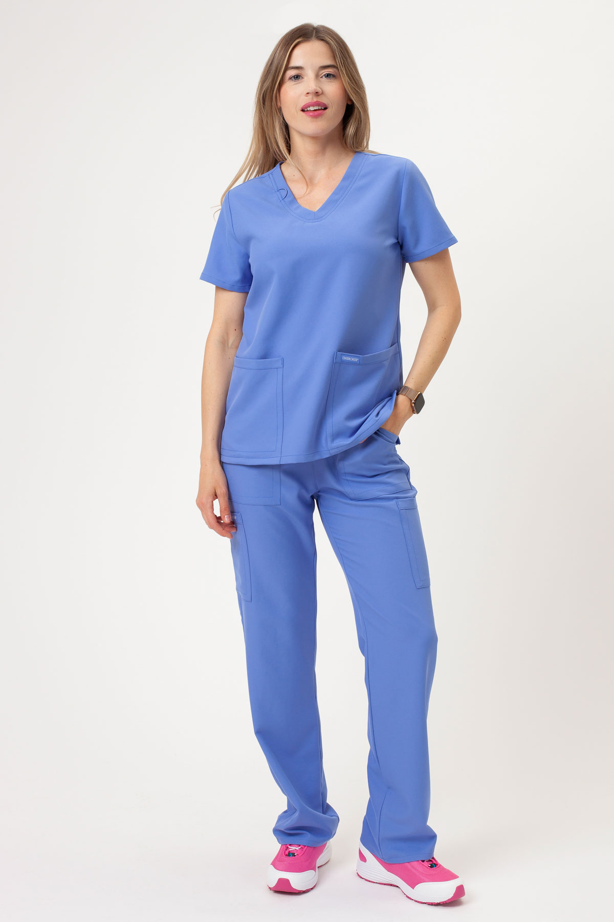 Women's Cherokee Ultra V-neck scrubs set ciel blue-1