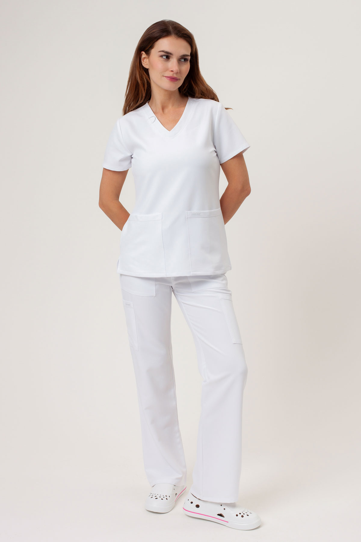 Women's Cherokee Ultra V-neck scrubs set white-1
