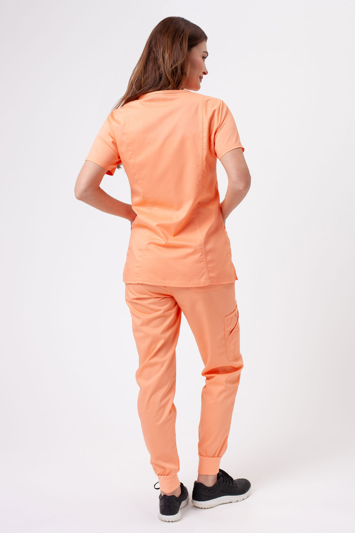 Women's Cherokee Revolution Mid Rise scrub jogger trousers coral-7