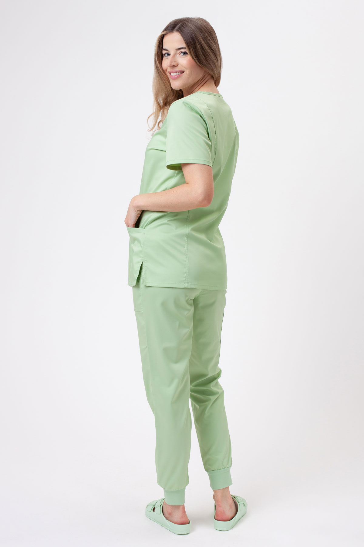 Women's Cherokee Revolution Mid Rise scrub jogger trousers pistachio-7