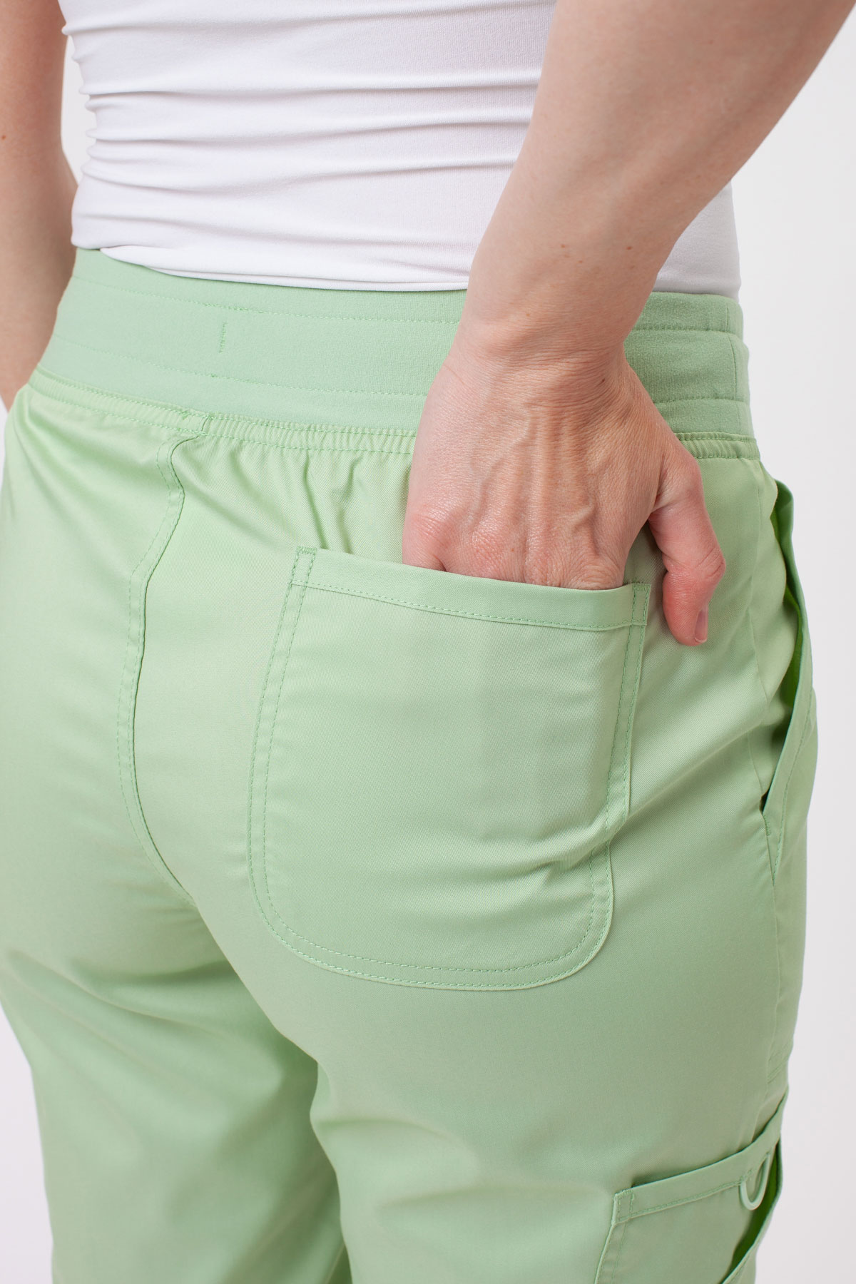Women's Cherokee Revolution Mid Rise scrub jogger trousers pistachio-4
