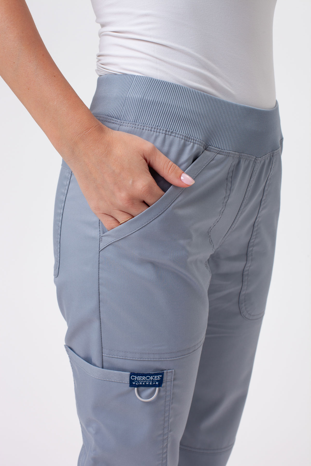 Women's Cherokee Revolution Straight scrubs set grey-10