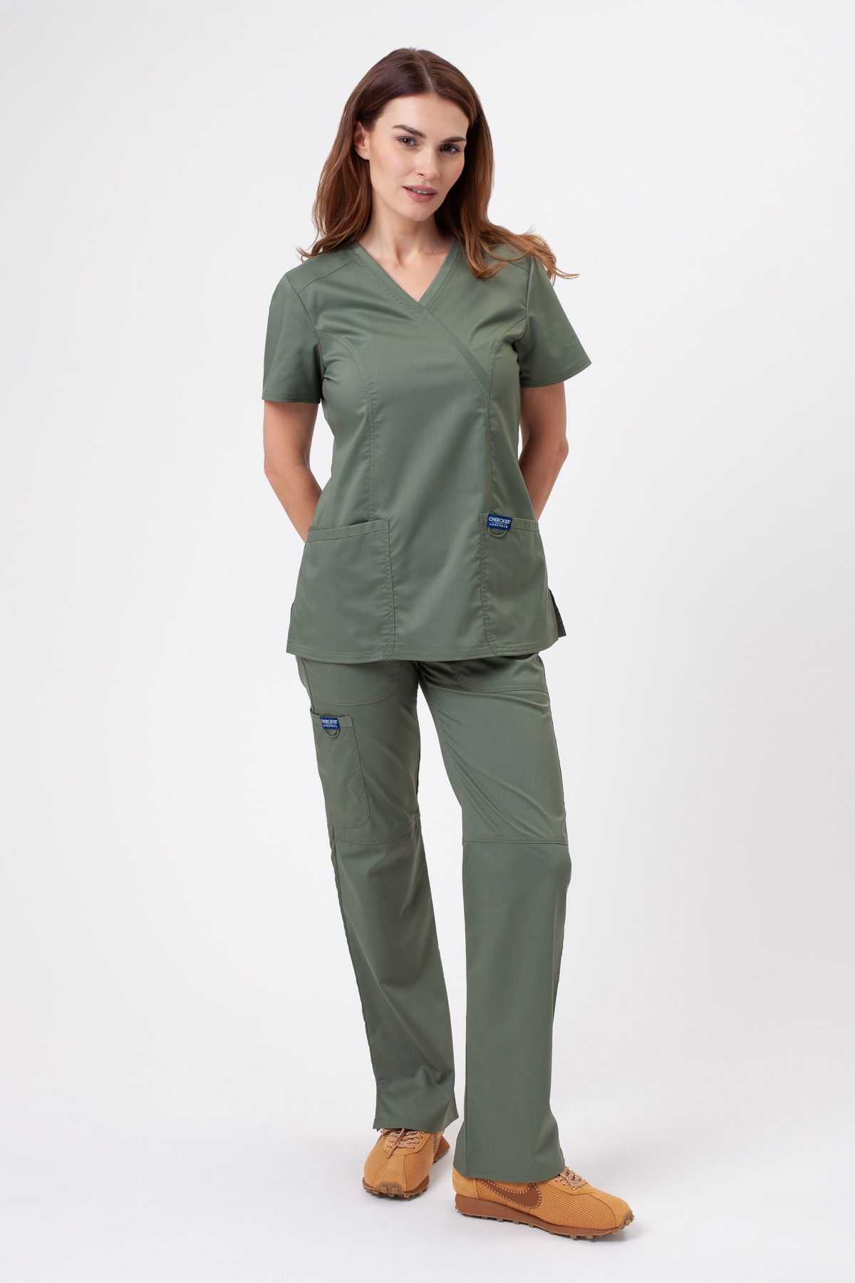Women's Cherokee Revolution Straight scrubs set olive-1