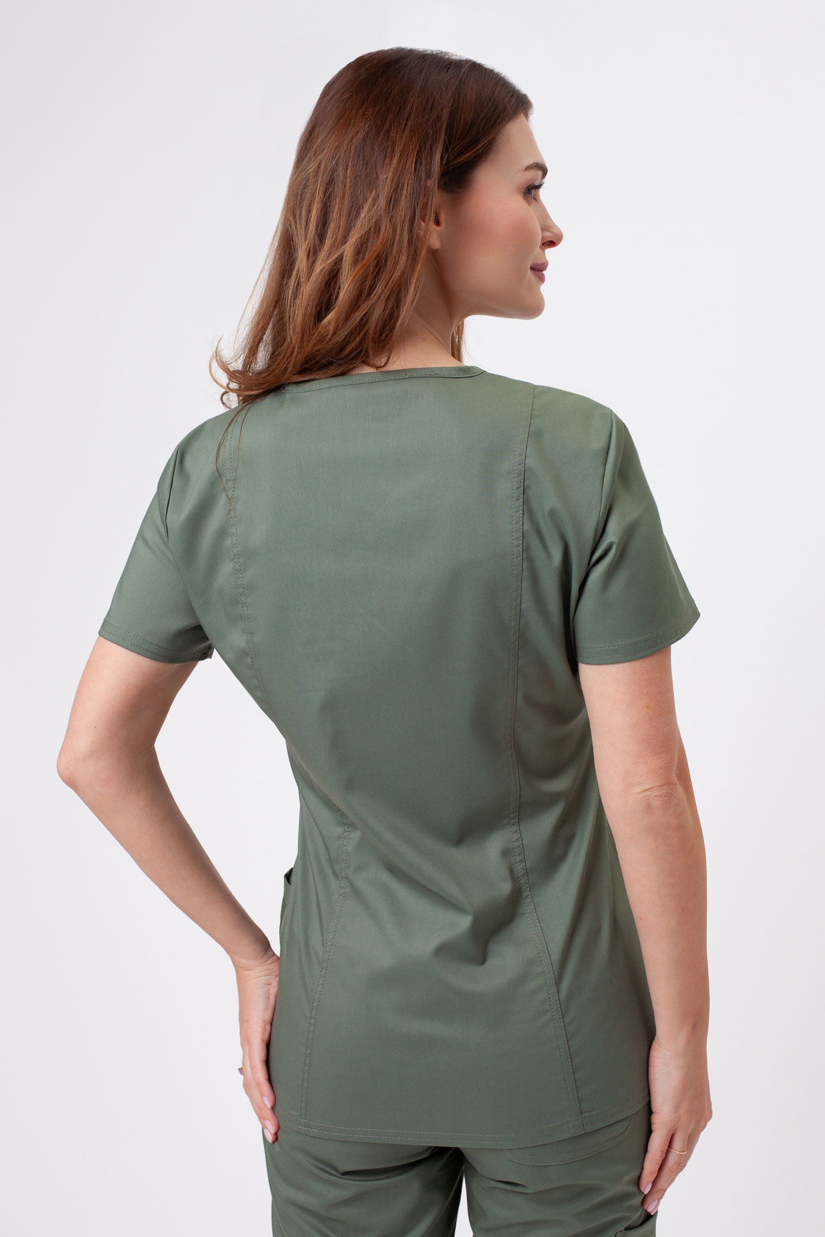 Women's Cherokee Revolution Straight scrubs set olive-4
