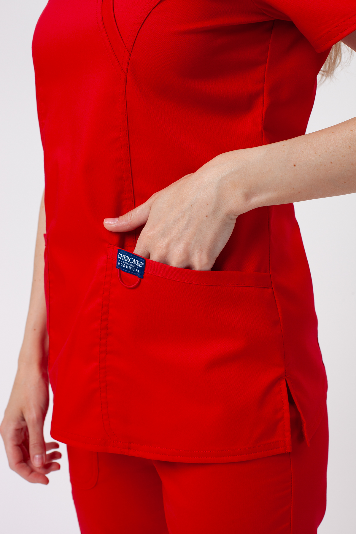 Women's Cherokee Revolution Straight scrubs set red-6