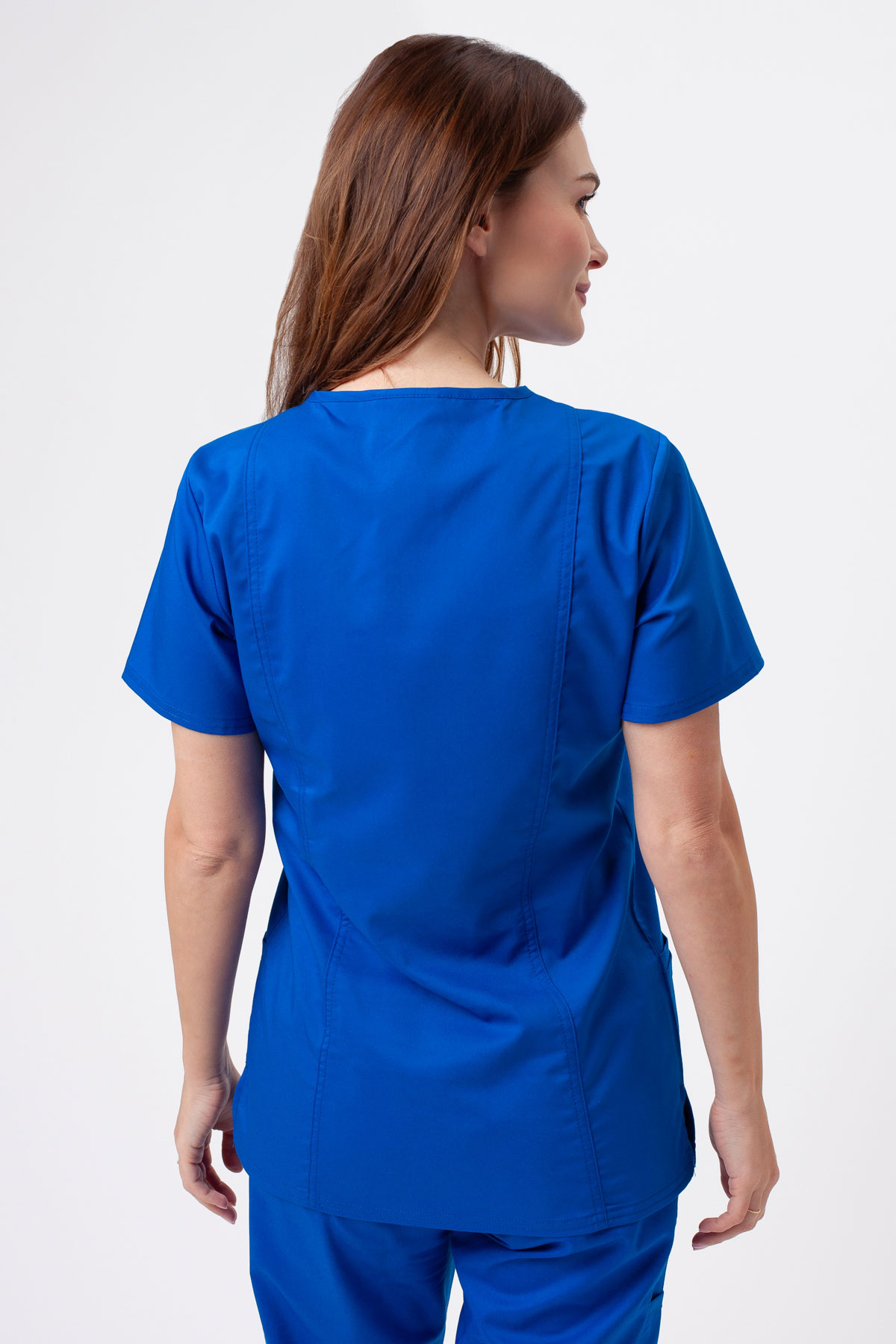 Women’s Cherokee Revolution Mock scrub top royal blue-1