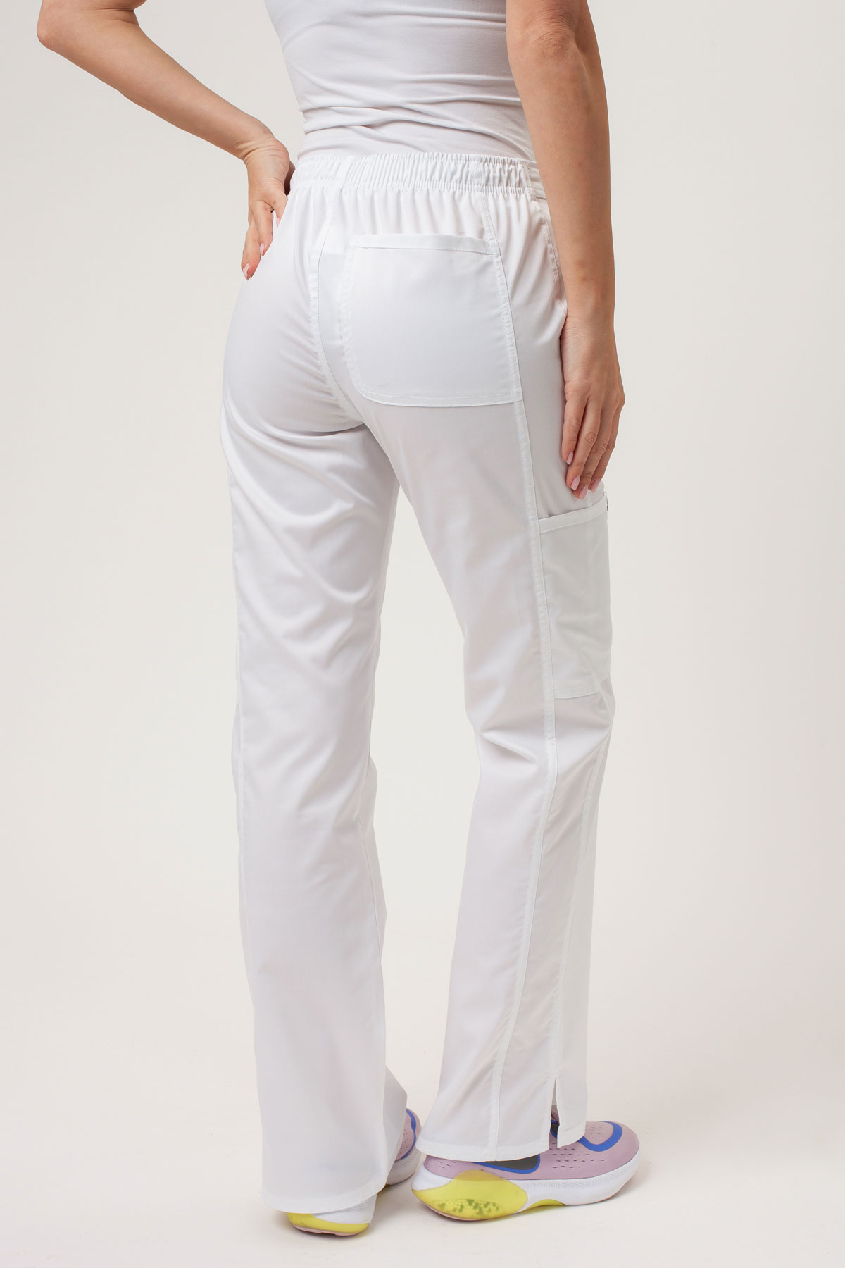 Women's Cherokee Revolution Flare Leg scrub trousers white-2