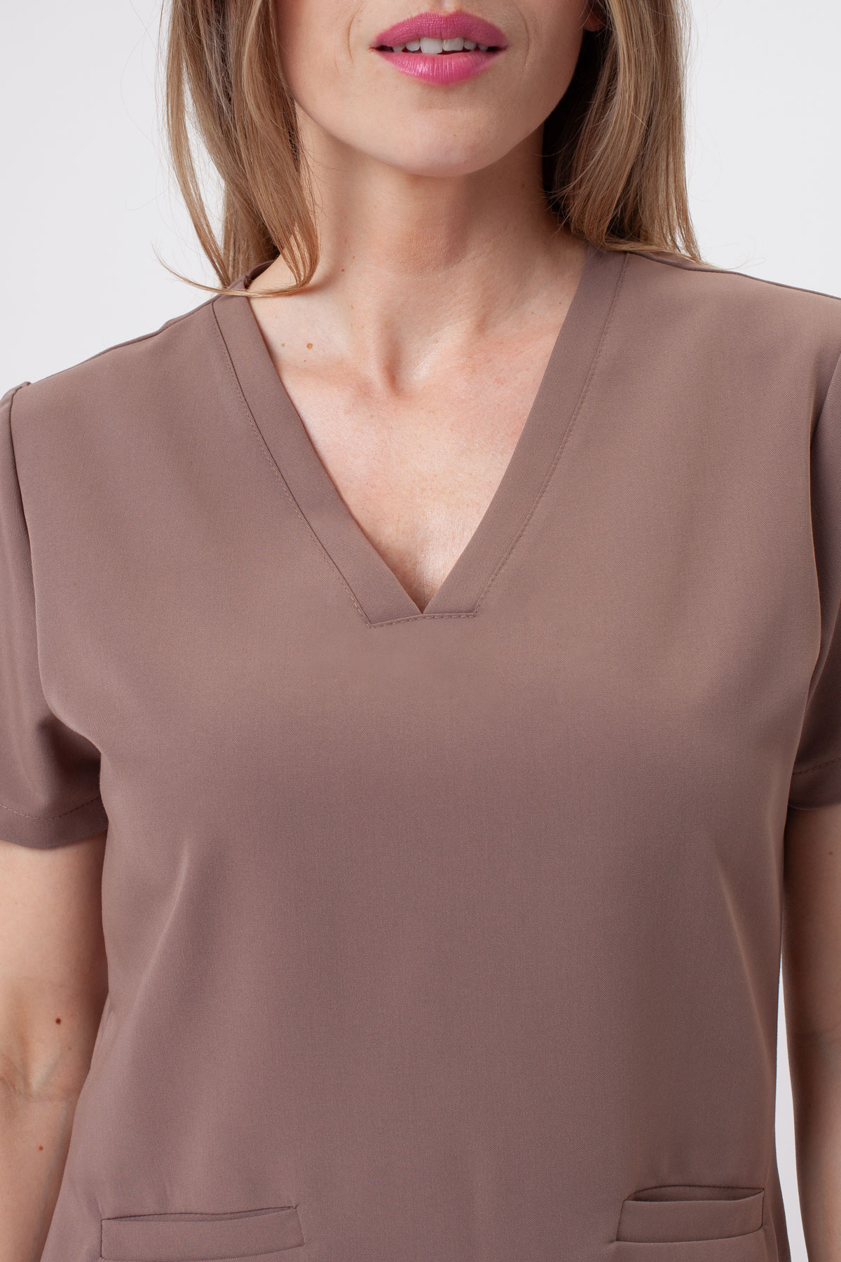 Women's Sunrise Uniforms Premium Aura scrub top cappuccino-4
