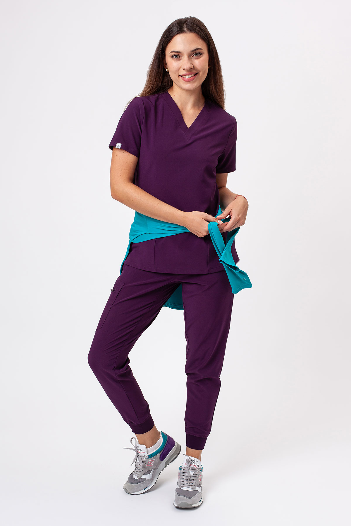 Women's Sunrise Move Go scrub trousers eggplant-7