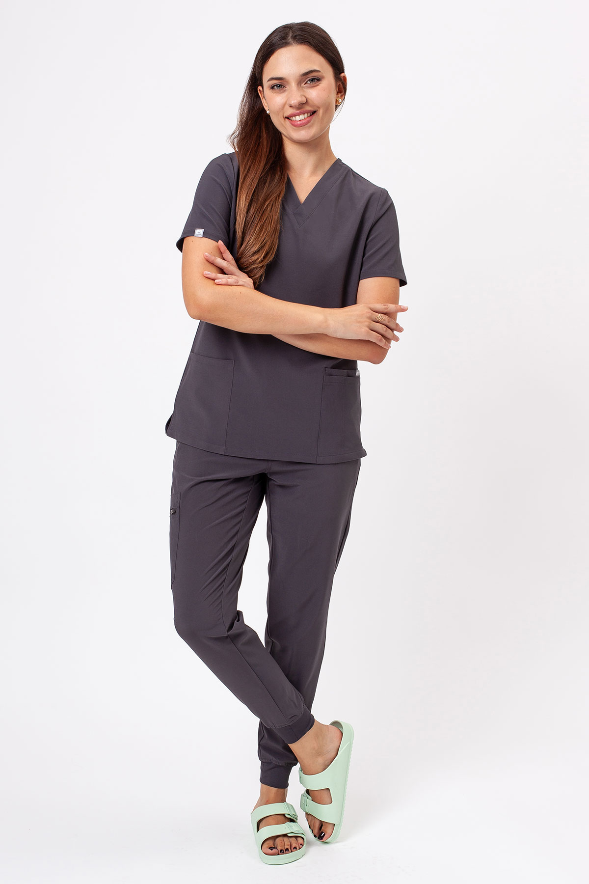 Women's Sunrise Move Pulse scrub top pewter-6