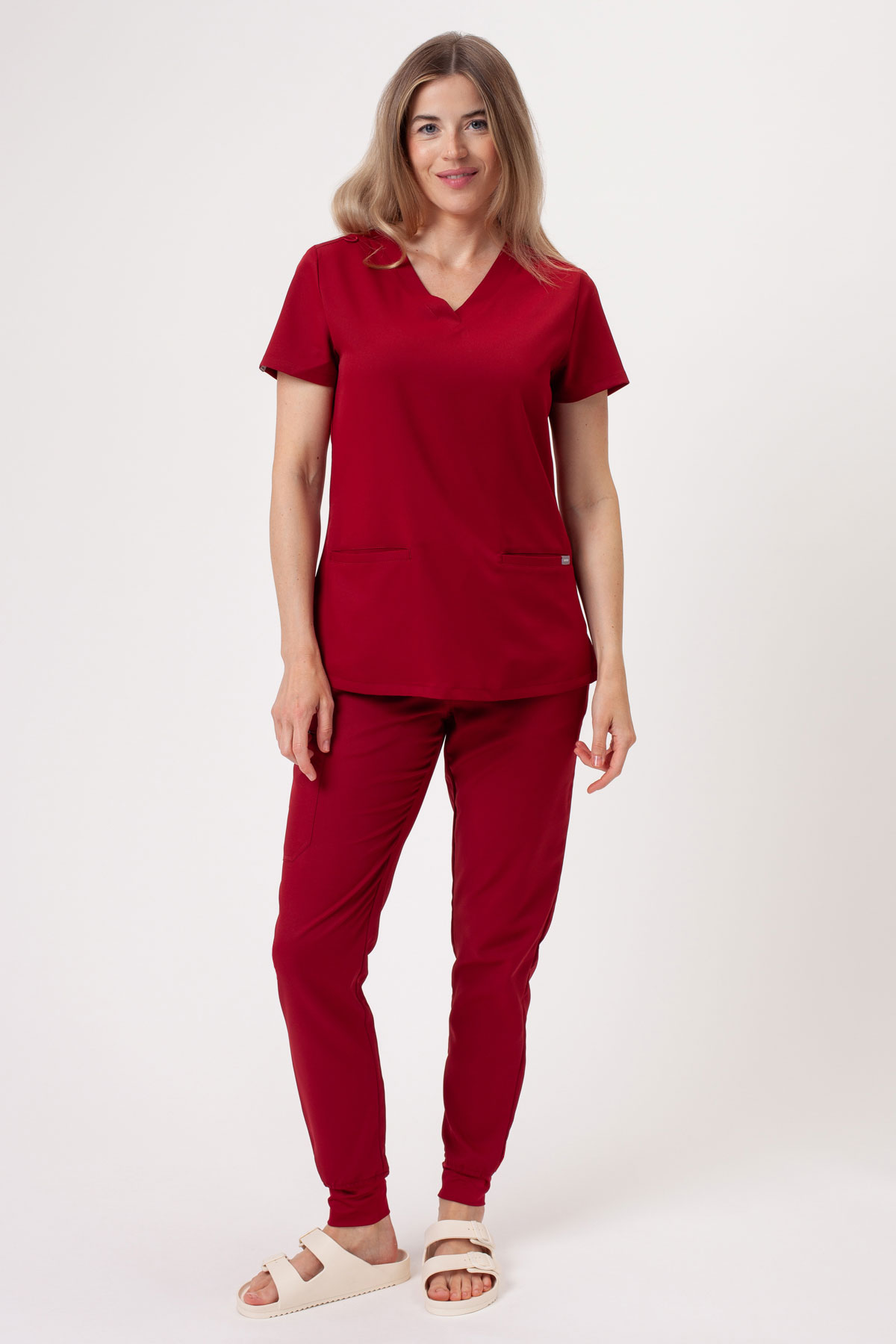 Women's Sunrise Lite Fit jogger scrub set burgundy-2
