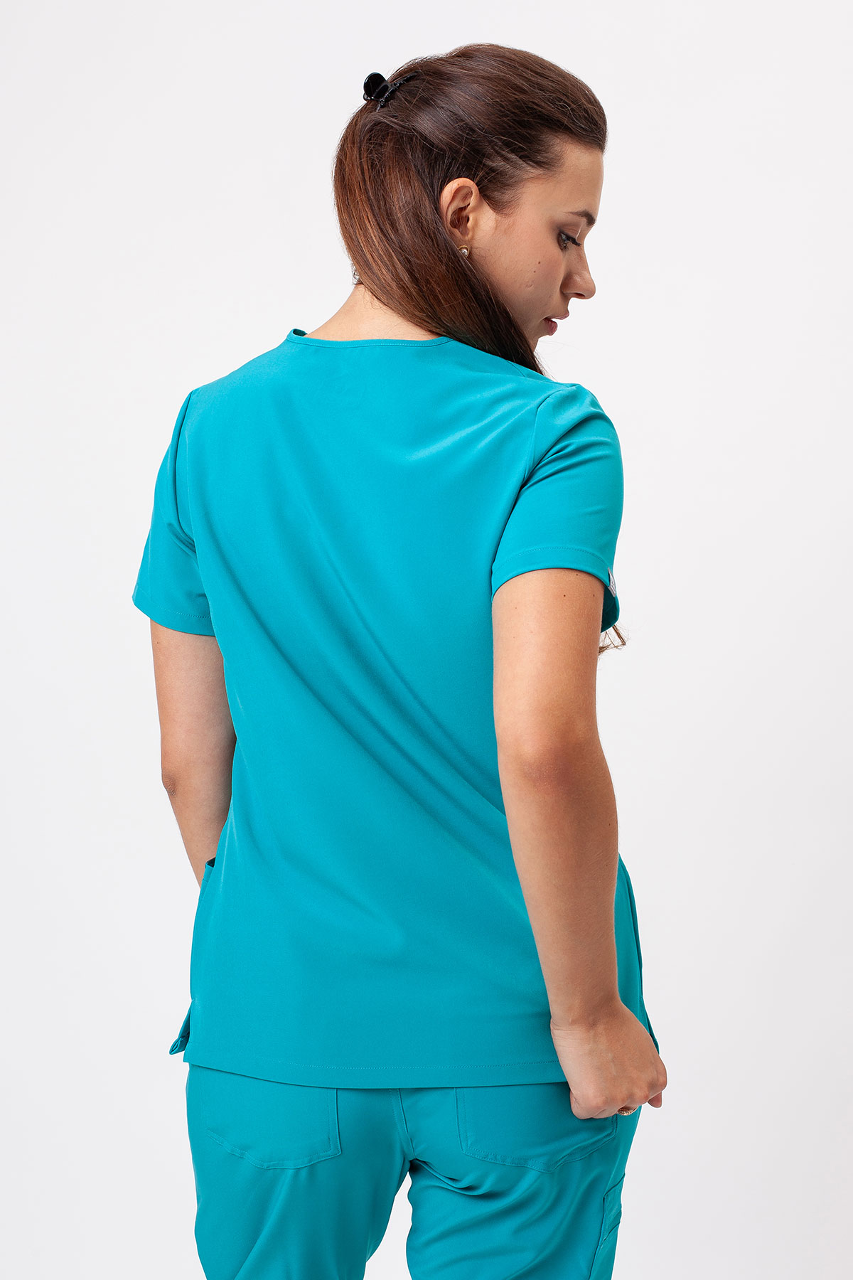 Women's Sunrise Move Pulse scrub top teal blue-2