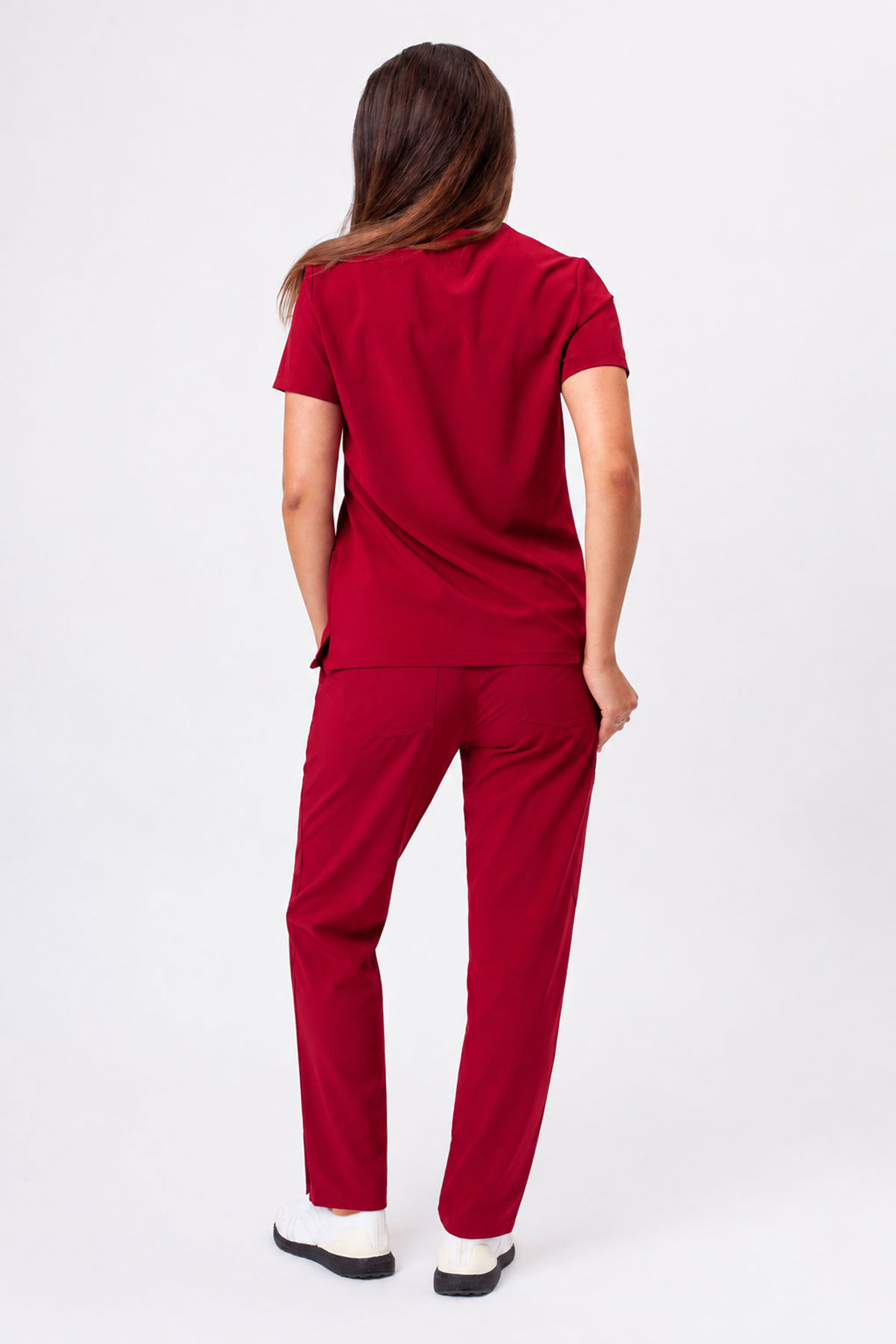 Women's Sunrise Move Line scrub set burgundy-1