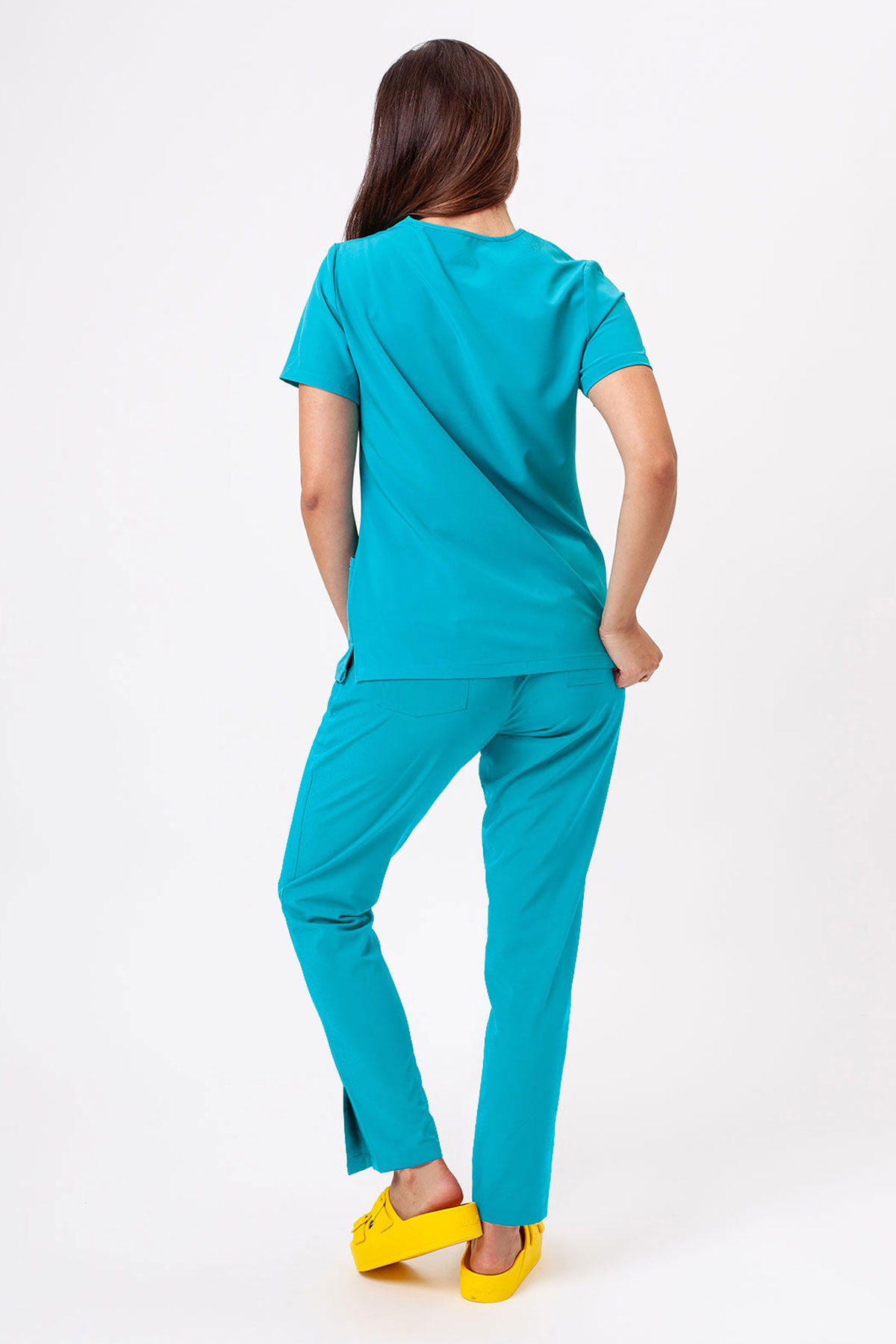 Women's Sunrise Move Line scrub trousers teal blue-7