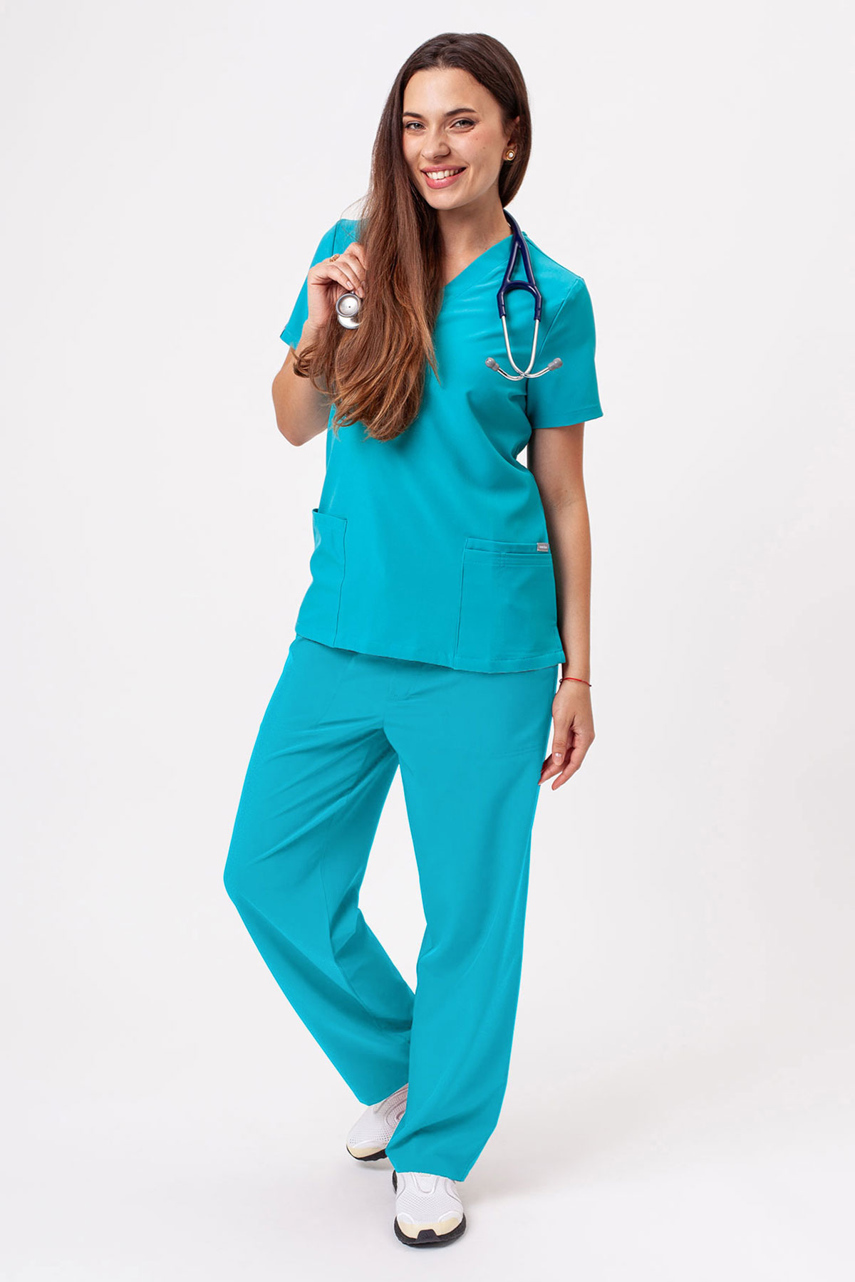 Women's Sunrise Move Zen scrub trousers teal blue-5