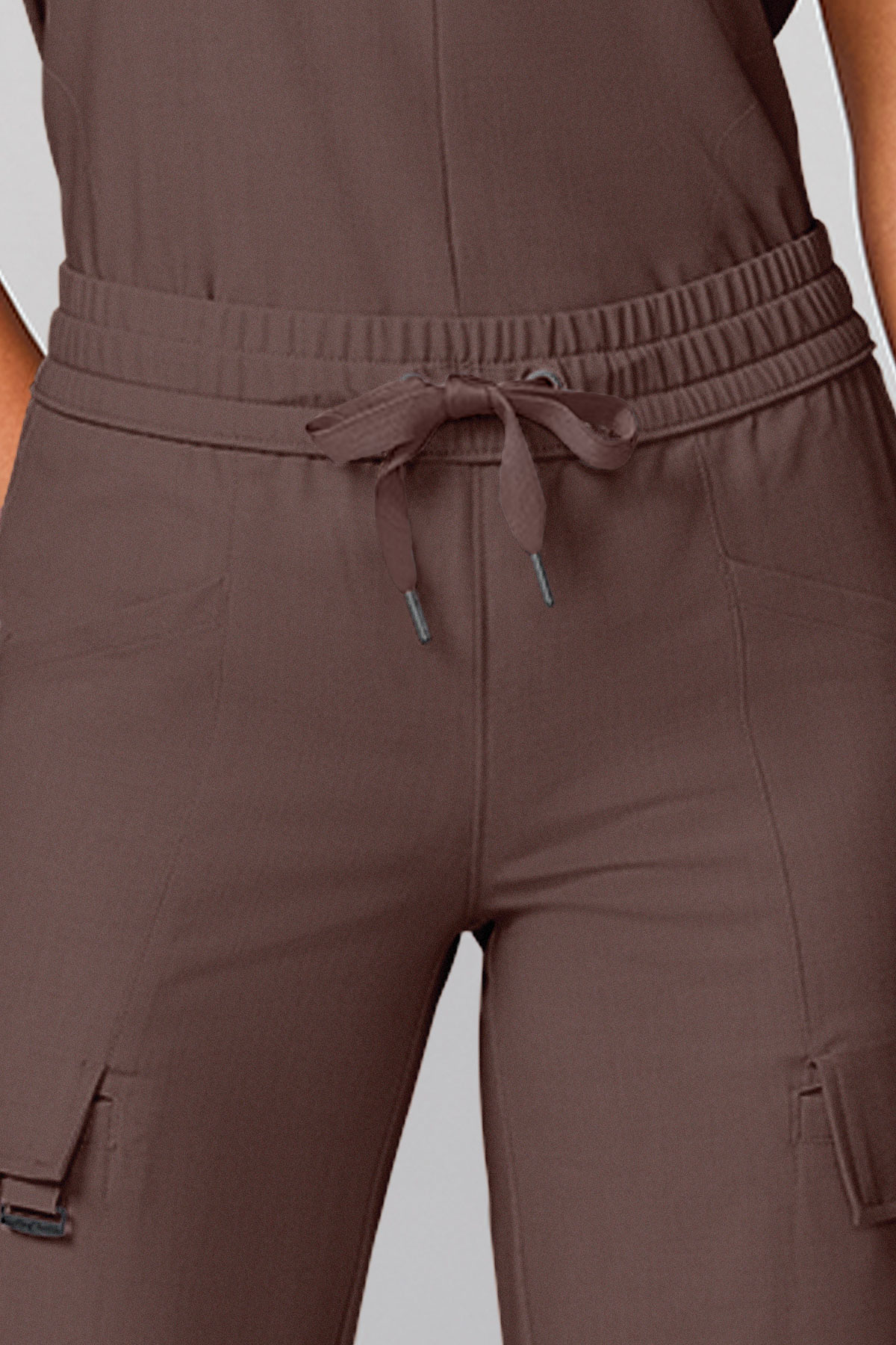 Women's Petite Healing Hands Wide Leg scrub trousers brown-3