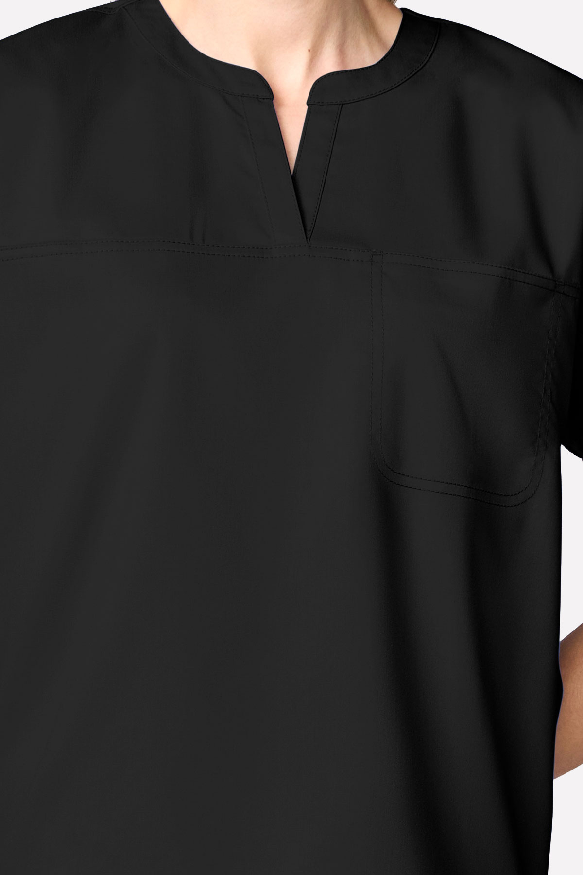 Women's Cherokee Revolution Mandarin Collar scrub top black-2