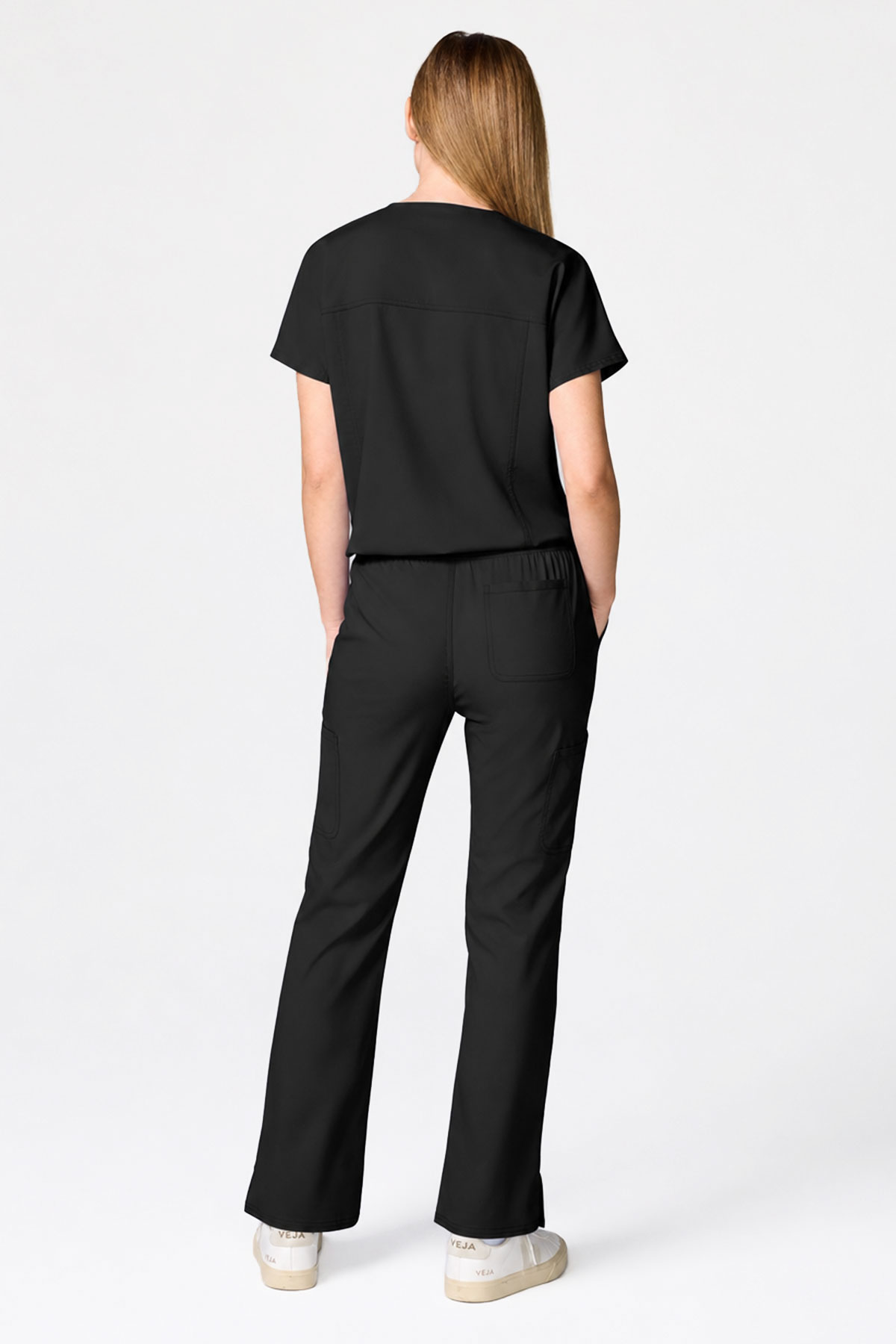 Women's Cherokee Revolution Mandarin Collar scrub top black-5