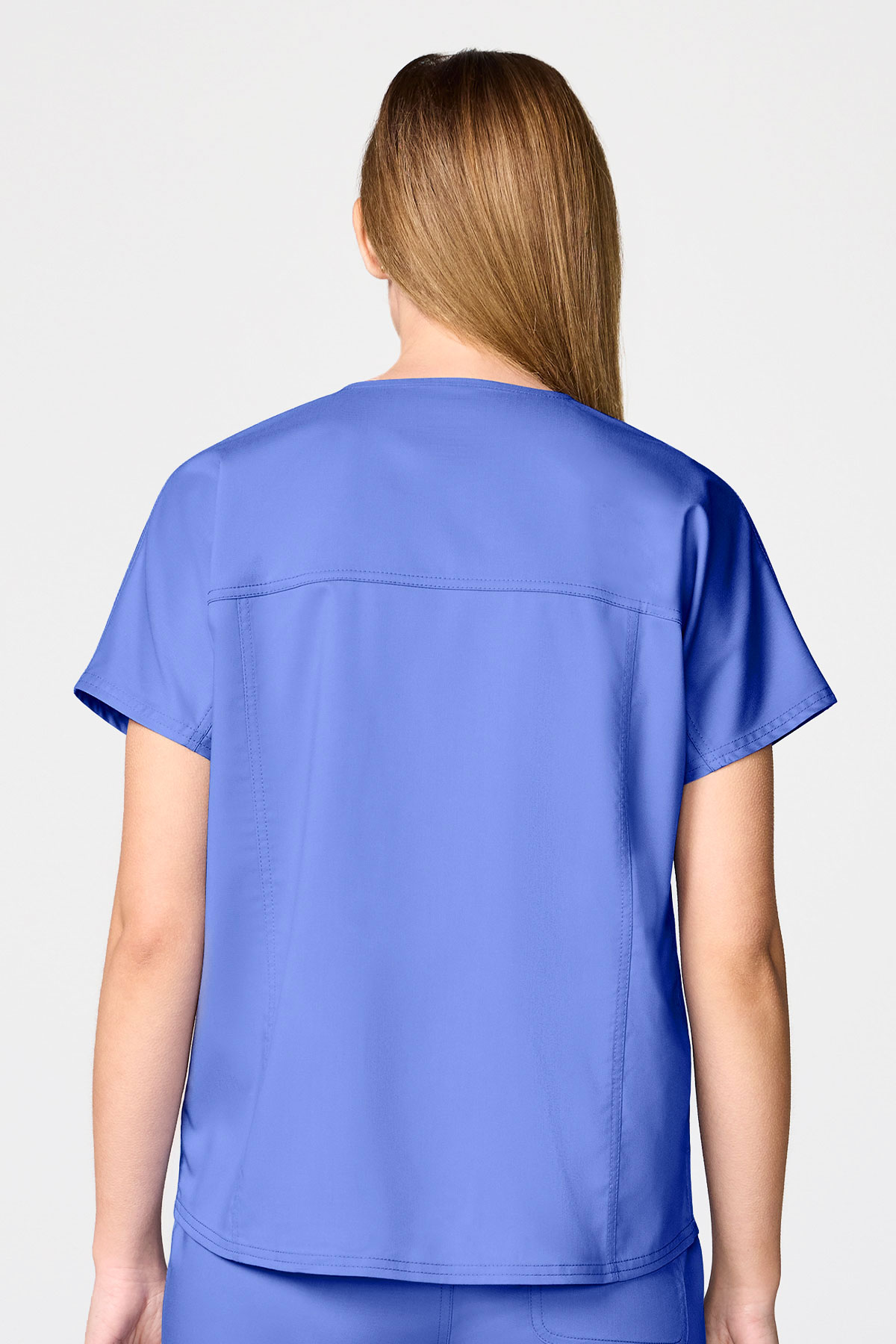 Women's Cherokee Revolution Mandarin Flared scrub set ceil blue-3