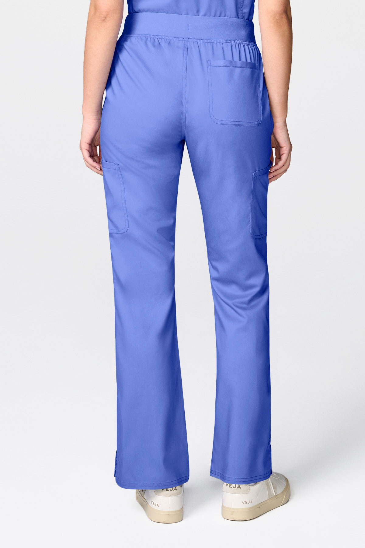 Women's Cherokee Revolution Mandarin Flared scrub set ceil blue-7