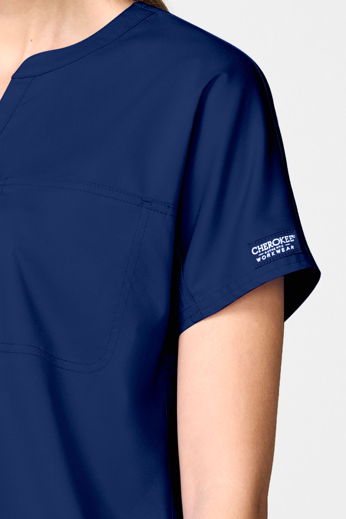 Women's Cherokee Revolution Mandarin Flared scrub set navy-8