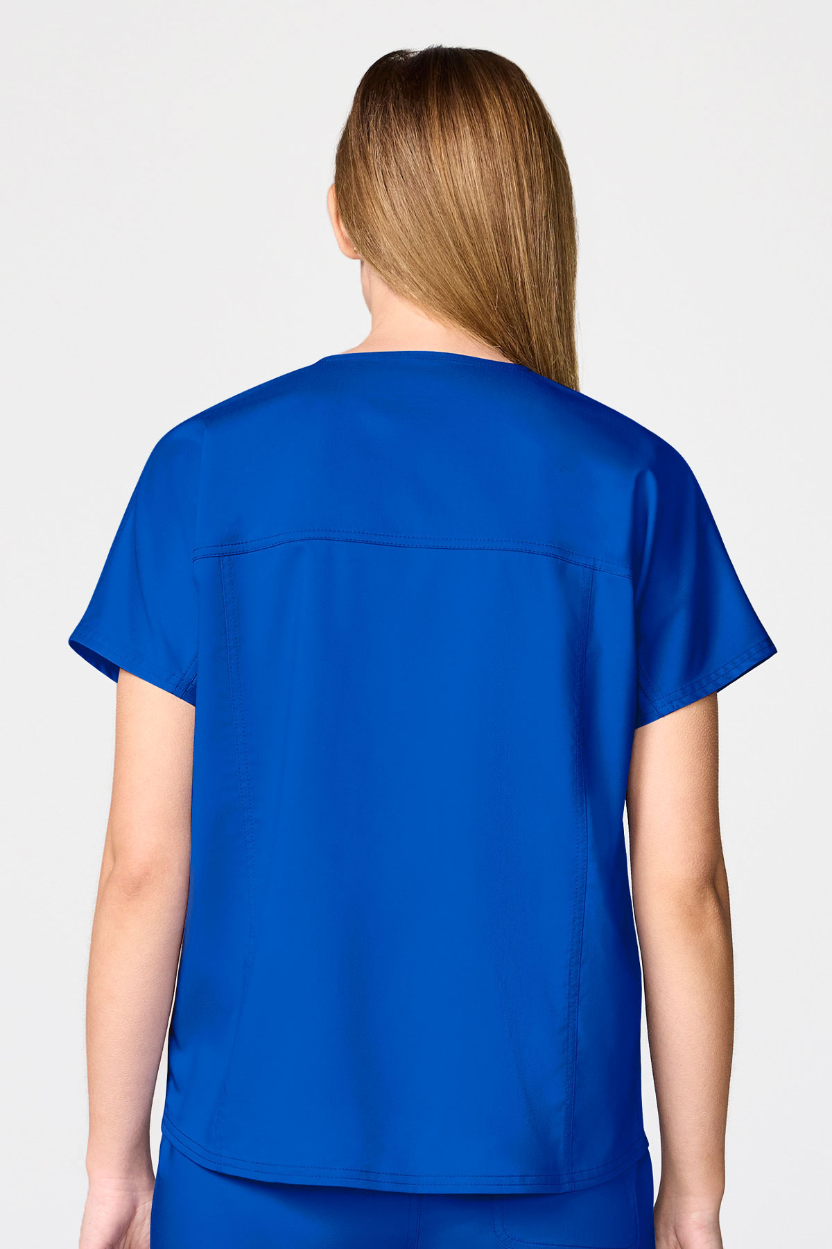 Women's Cherokee Revolution Mandarin Flared scrub set royal blue-3