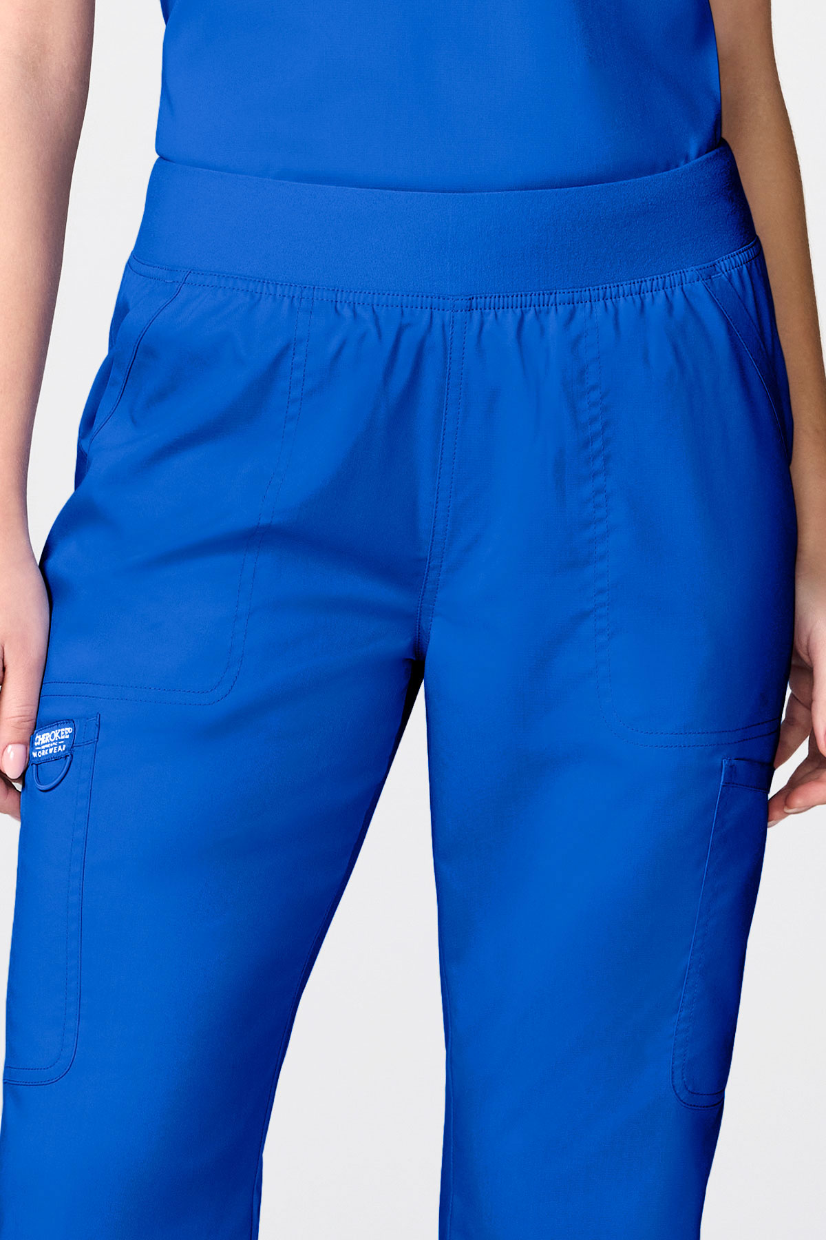 Women's Cherokee Revolution Mandarin Flared scrub set royal blue-8
