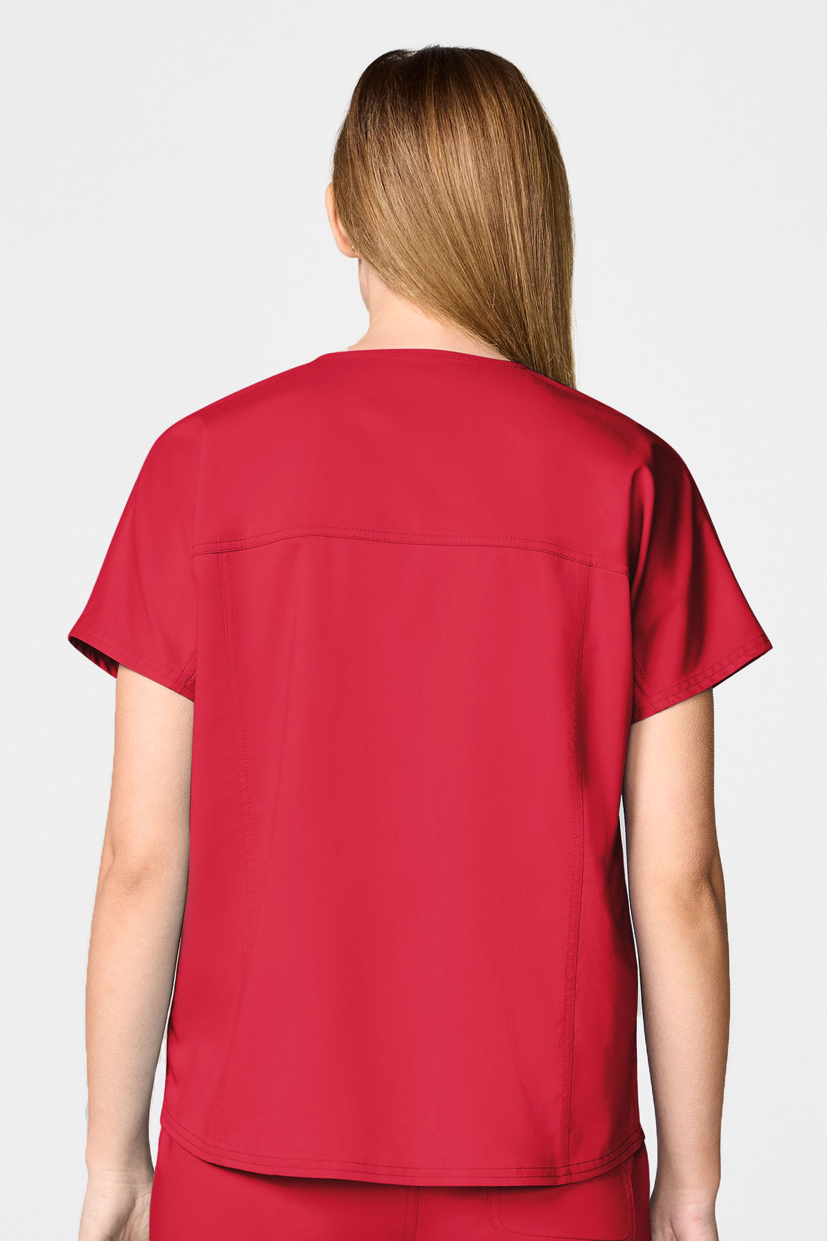 Women's Cherokee Revolution Mandarin Flared scrub set red-4