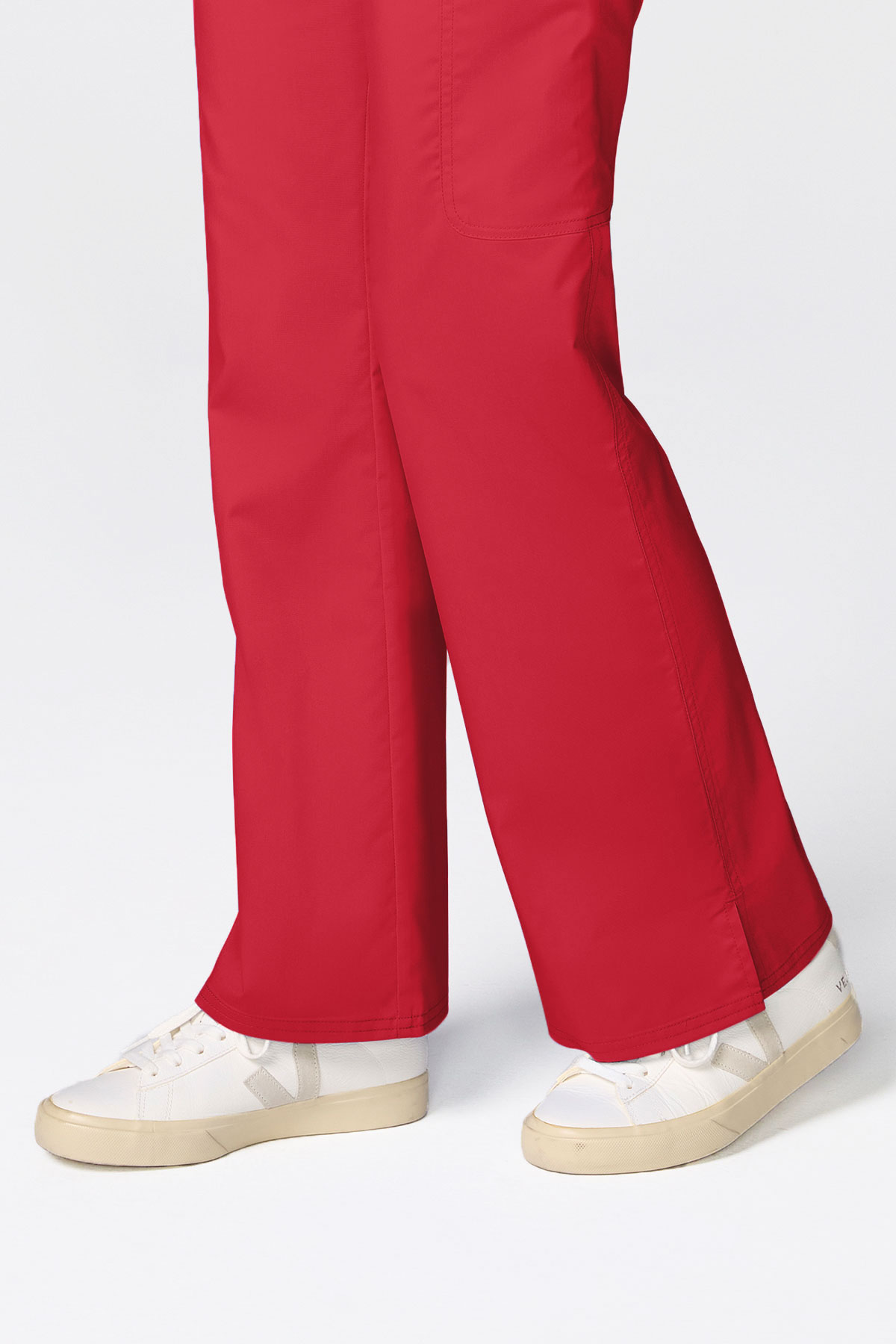 Women's Cherokee Revolution Mandarin Flared scrub set red-12