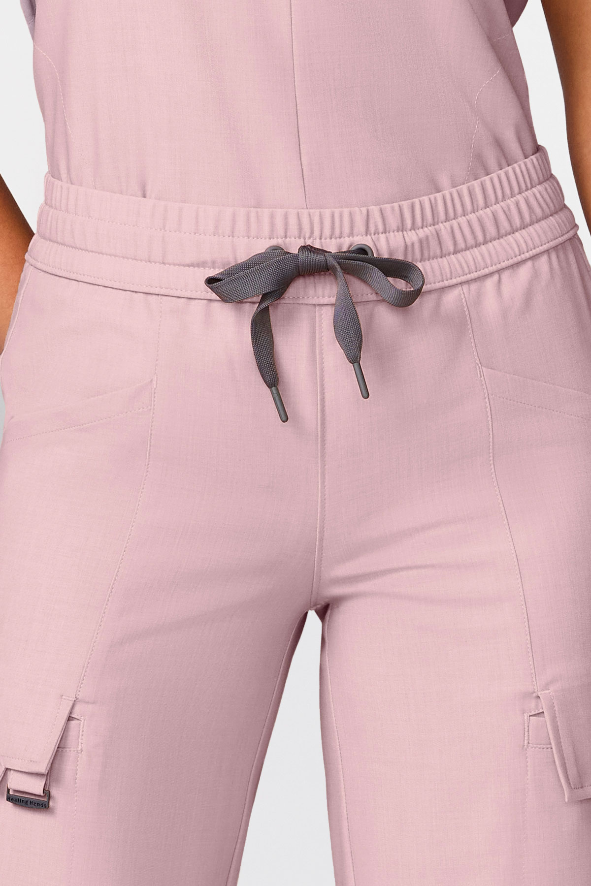 Women's Healing Hands Quest Collar scrub set pearly pink-11