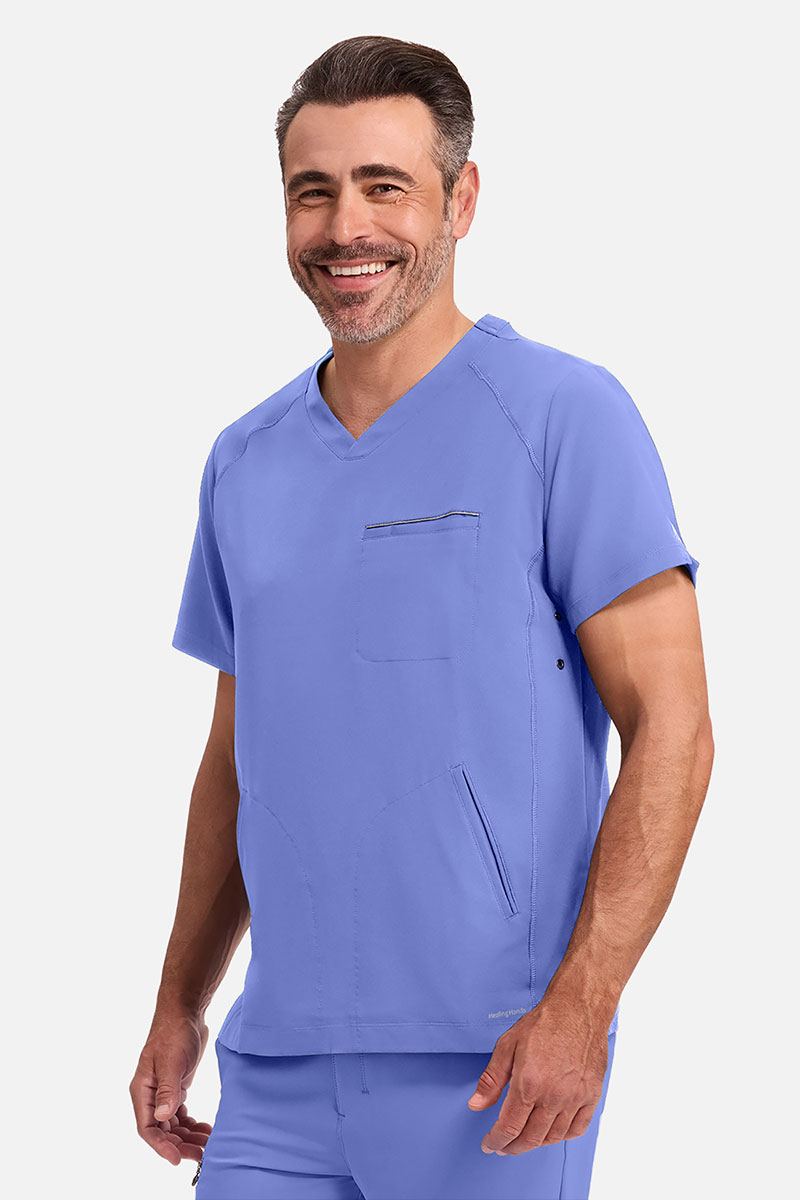 Men's Healing Hands Steven scrub top ciel blue-2