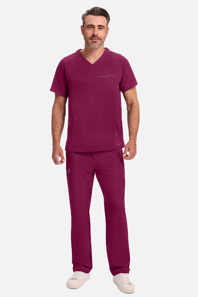 Men's Healing Hands Steven scrub top wine-5