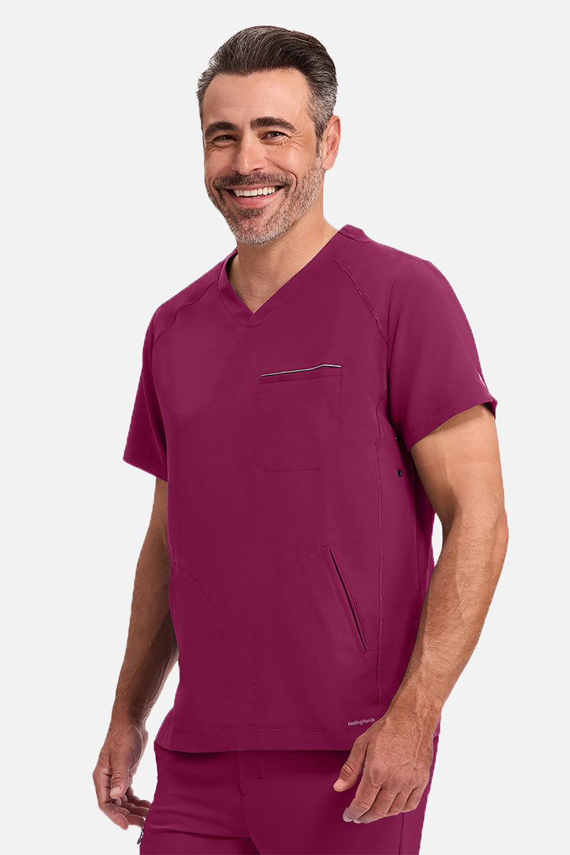 Men's Healing Hands Steven scrub top wine-2