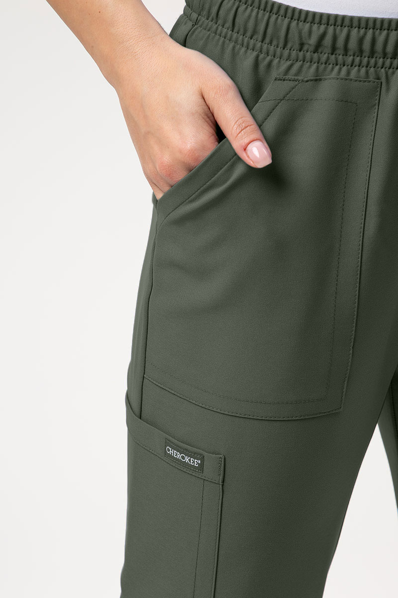 Women's Cherokee Ultra Cargo scrub trousers olive-3