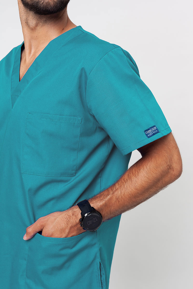 Men’s Cherokee Originals V-neck scrub top teal blue-3