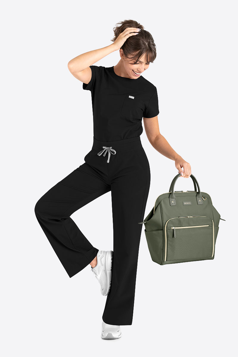 Women's Maevn Momentum Round Neck scrub top black-5