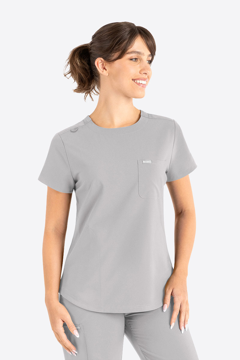 Women's Maevn Momentum Round scrubs set quiet grey-1