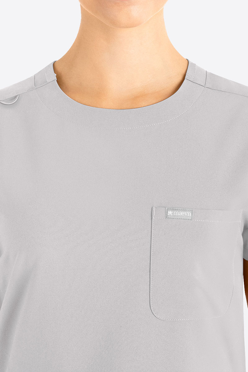 Women's Maevn Momentum Round Neck scrub top quiet grey-2