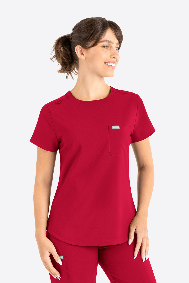 Women's Maevn Momentum Round scrubs set red-1