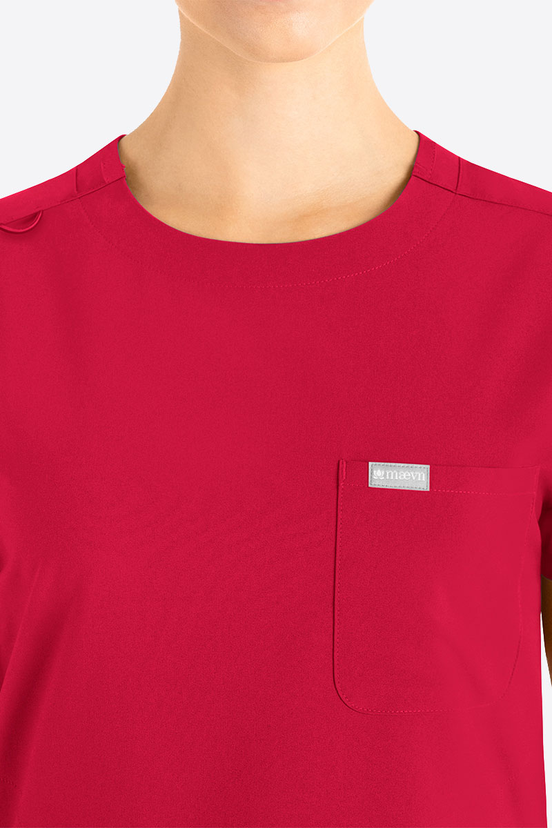 Women's Maevn Momentum Round Neck scrub top red-3