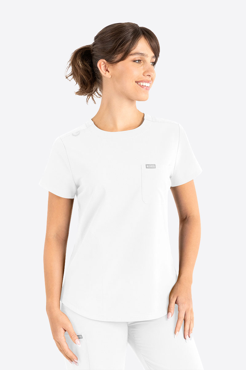 Women's Maevn Momentum Round scrubs set white-1