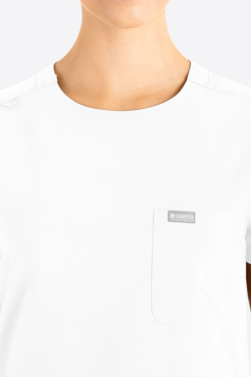 Women's Maevn Momentum Round Neck scrub top white-2