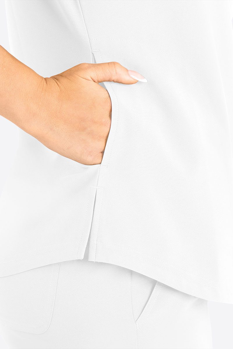 Women's Maevn Momentum Round Neck scrub top white-4