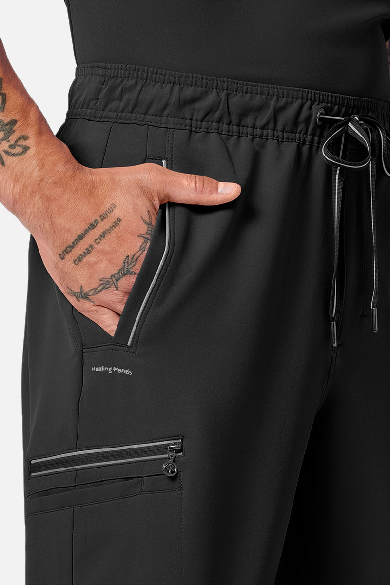 Men's Healing Hands Noah scrub trousers black-3