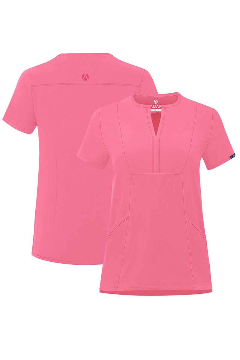 Women’s Adar Uniforms Notched scrub top azalea pink-9