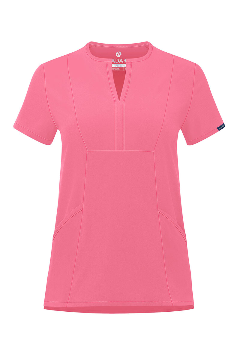 Women’s Adar Uniforms Notched scrub top azalea pink-7