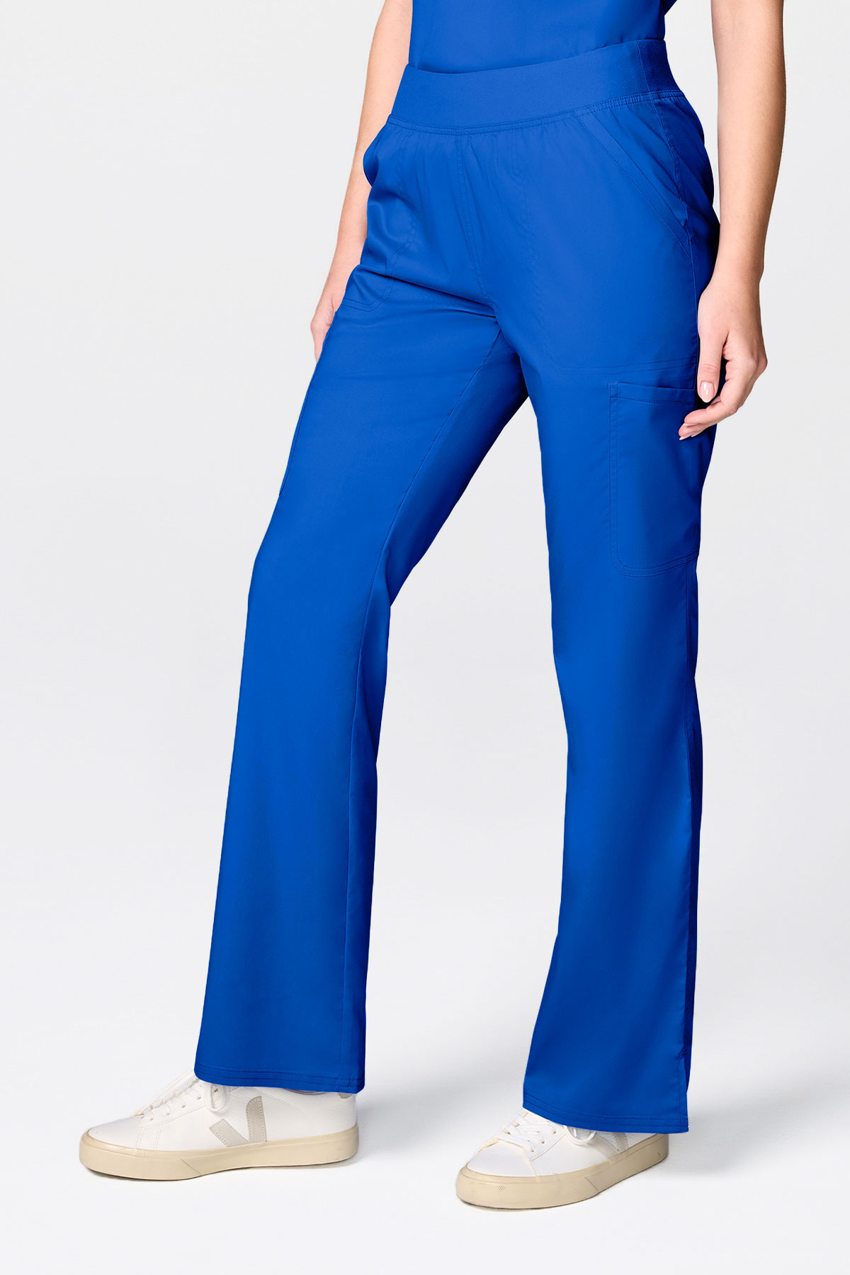 Women's Cherokee Revolution Mandarin Flared scrub set royal blue-6