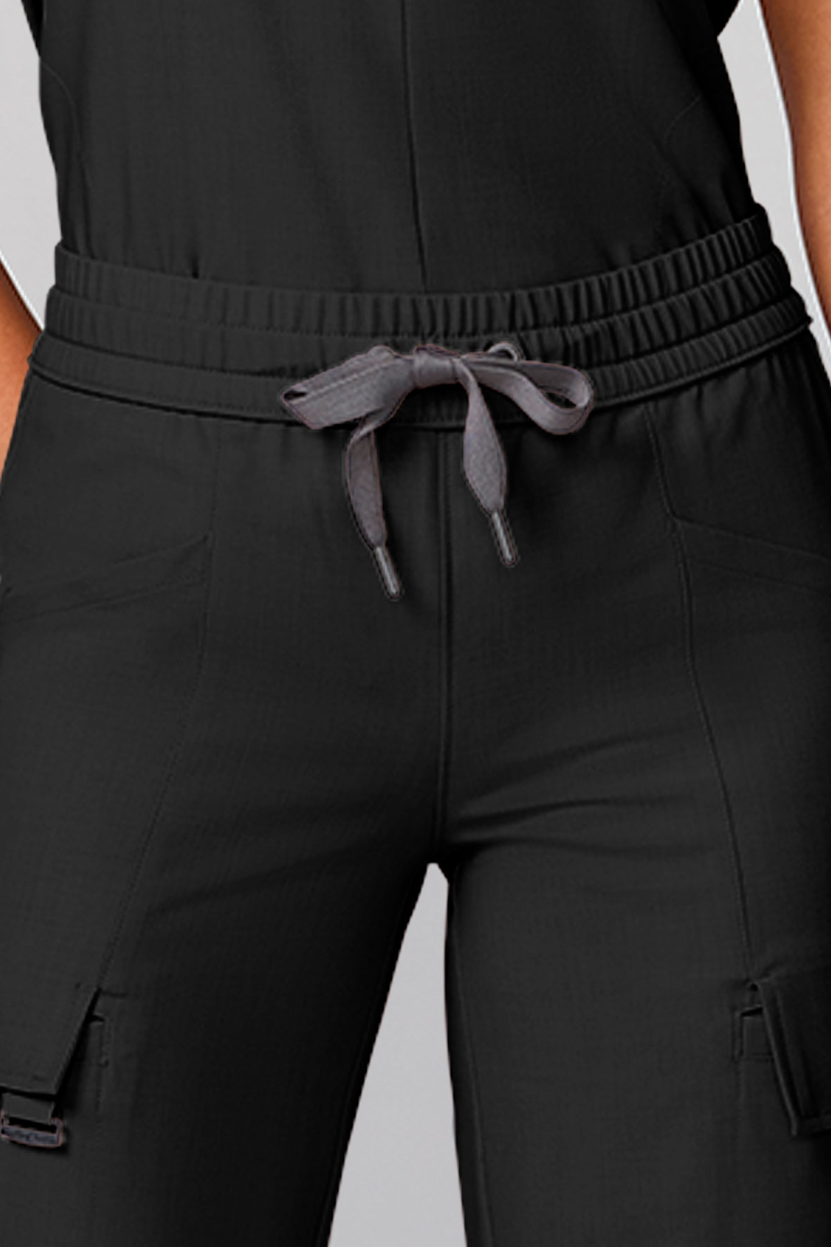 Women's Petite Healing Hands Wide Leg scrub trousers black-3
