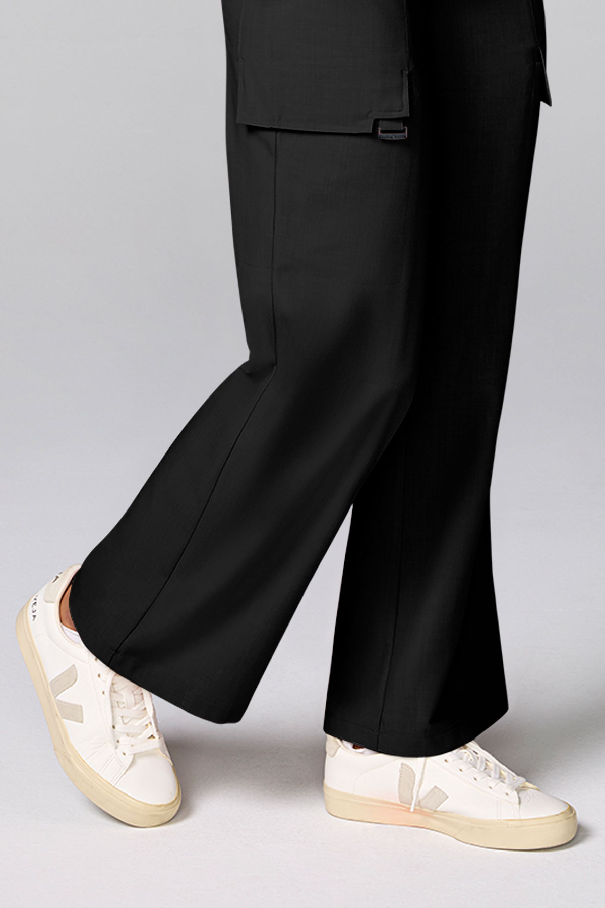 Women's Petite Healing Hands Wide Leg scrub trousers black-4