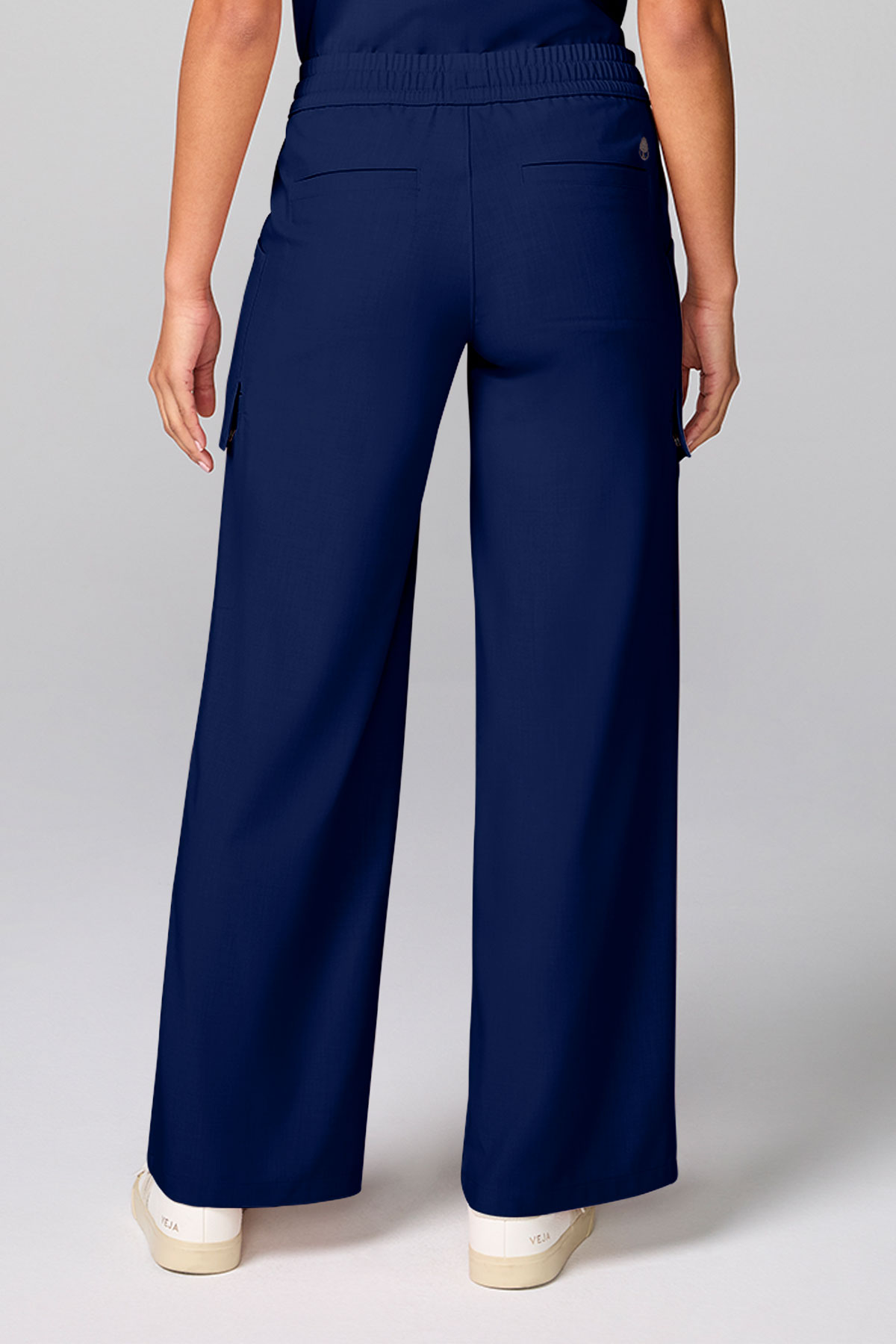 Women's Petite Healing Hands Wide Leg scrub trousers navy-1